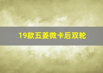 19款五菱微卡后双轮