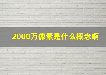 2000万像素是什么概念啊