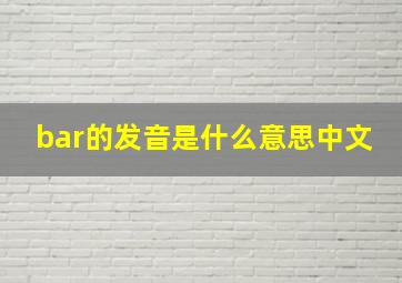 bar的发音是什么意思中文