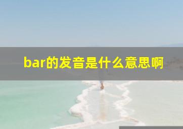 bar的发音是什么意思啊