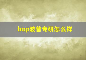 bop波普专研怎么样