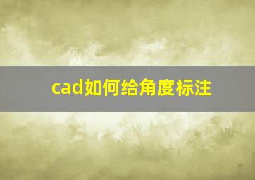 cad如何给角度标注