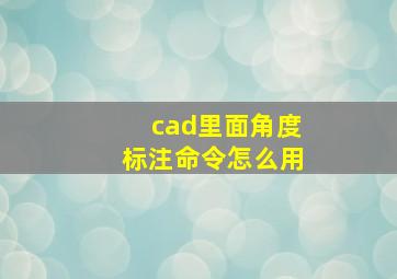 cad里面角度标注命令怎么用