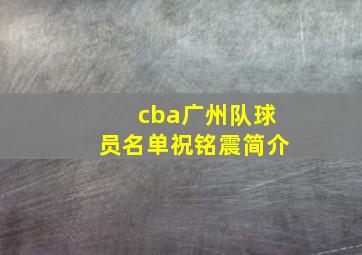 cba广州队球员名单祝铭震简介