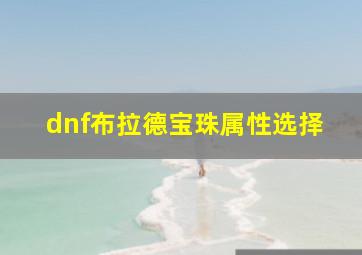 dnf布拉德宝珠属性选择