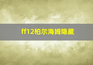 ff12柏尔海姆隐藏