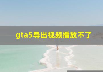 gta5导出视频播放不了