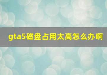 gta5磁盘占用太高怎么办啊