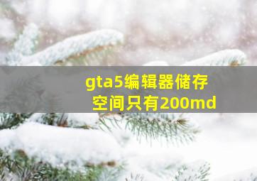 gta5编辑器储存空间只有200md