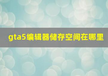 gta5编辑器储存空间在哪里