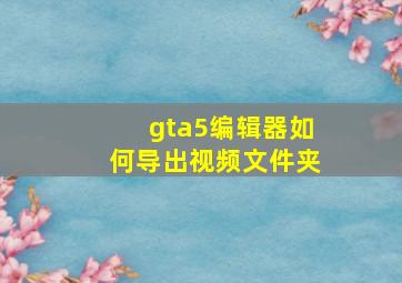 gta5编辑器如何导出视频文件夹