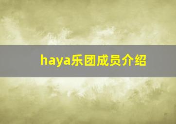 haya乐团成员介绍