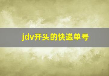 jdv开头的快递单号