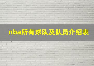 nba所有球队及队员介绍表