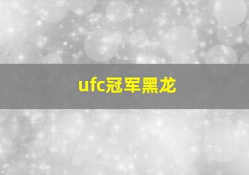 ufc冠军黑龙