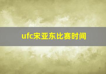 ufc宋亚东比赛时间