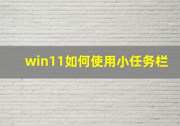 win11如何使用小任务栏