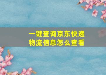 一键查询京东快递物流信息怎么查看