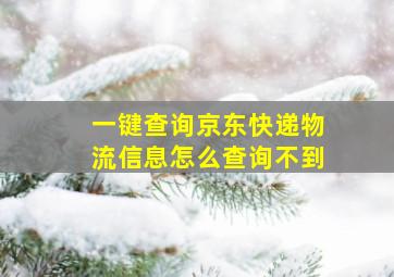 一键查询京东快递物流信息怎么查询不到