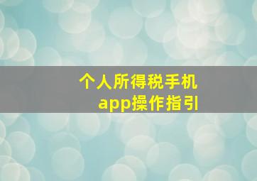 个人所得税手机app操作指引