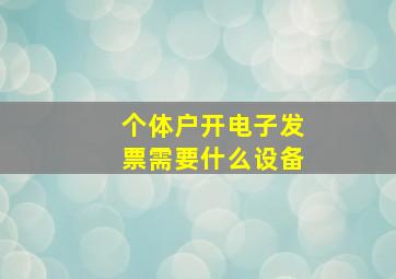 个体户开电子发票需要什么设备