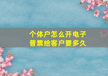 个体户怎么开电子普票给客户要多久