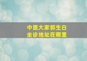 中医大家郭生白坐诊地址在哪里