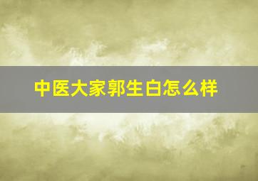 中医大家郭生白怎么样