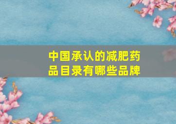 中国承认的减肥药品目录有哪些品牌