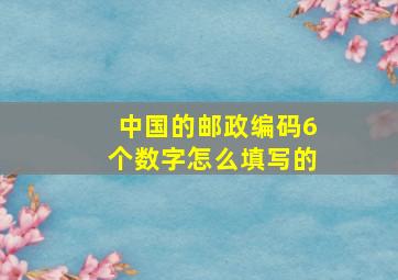 中国的邮政编码6个数字怎么填写的