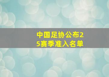 中国足协公布25赛季准入名单