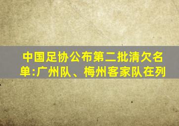 中国足协公布第二批清欠名单:广州队、梅州客家队在列