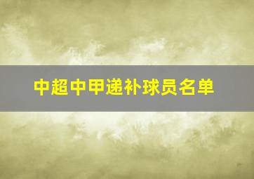 中超中甲递补球员名单