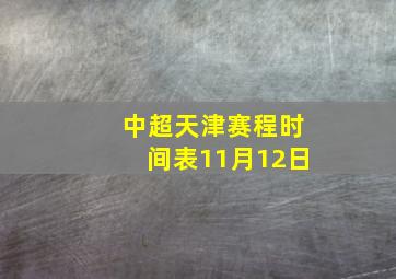 中超天津赛程时间表11月12日