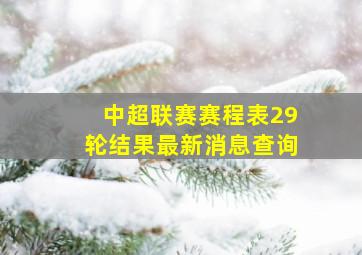 中超联赛赛程表29轮结果最新消息查询