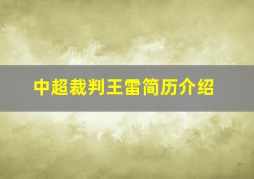 中超裁判王雷简历介绍