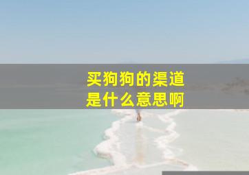 买狗狗的渠道是什么意思啊