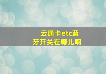 云通卡etc蓝牙开关在哪儿啊