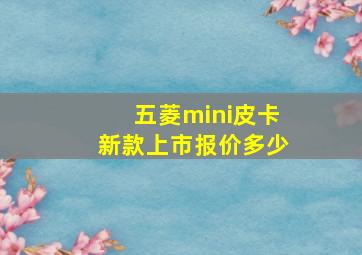 五菱mini皮卡新款上市报价多少