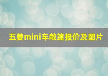 五菱mini车敞篷报价及图片