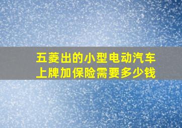 五菱出的小型电动汽车上牌加保险需要多少钱