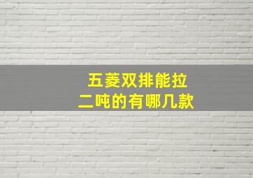 五菱双排能拉二吨的有哪几款