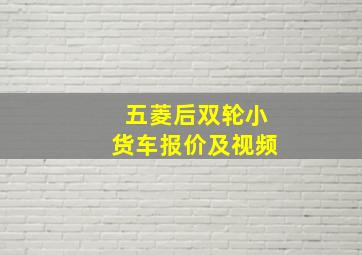 五菱后双轮小货车报价及视频