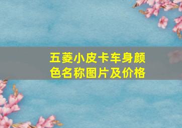 五菱小皮卡车身颜色名称图片及价格