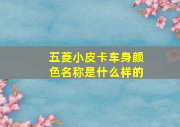 五菱小皮卡车身颜色名称是什么样的