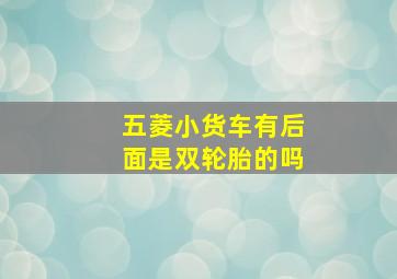 五菱小货车有后面是双轮胎的吗