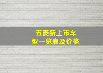 五菱新上市车型一览表及价格