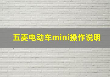 五菱电动车mini操作说明