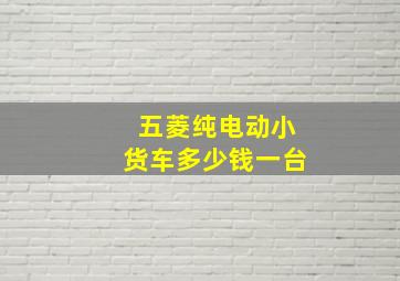 五菱纯电动小货车多少钱一台