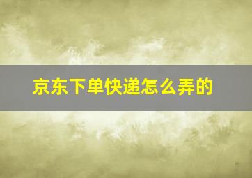 京东下单快递怎么弄的